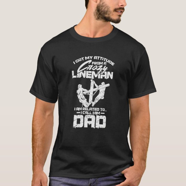 T-shirt Lineman Dad Daddy Father Father's Day Distressed 1 (Devant)