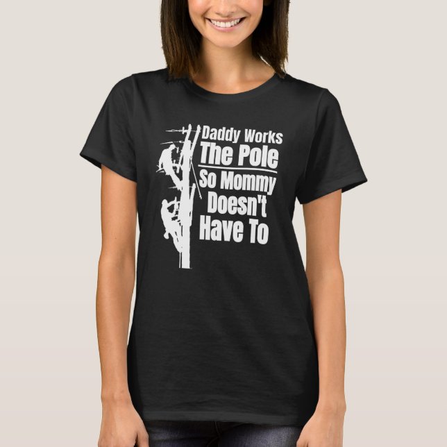 T-shirt Lineman Pour Hommes Mariés Et Lineman Maman (Devant)