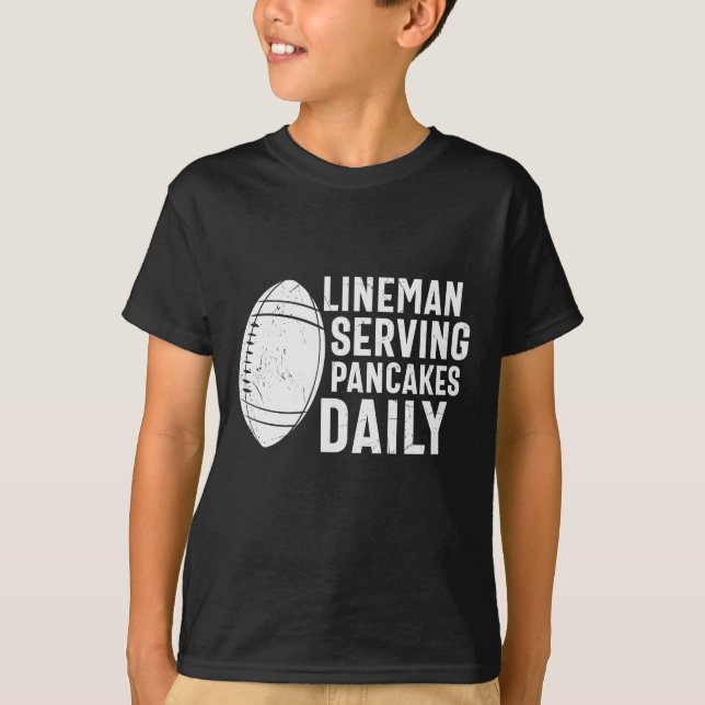 T-SHIRT LINEMAN SERVEUR PANCAKES QUOTIDIEN FOOTBALL AMUSAN (Devant)