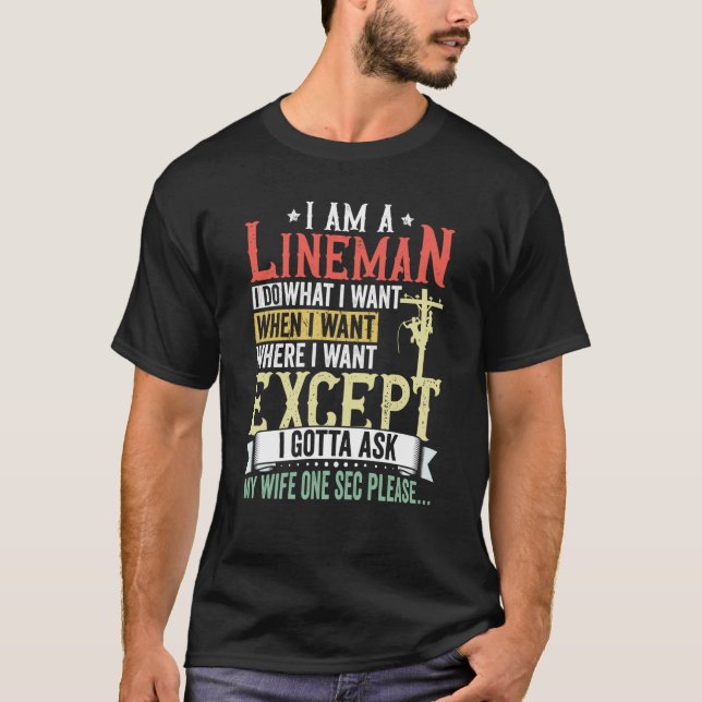 T-shirt Lineman Vêtements Électricien Poteau Électrique Li (Devant)