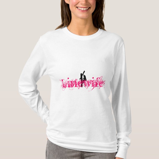 T-shirt Linewife longtemps Douille-Blanc et rose (Devant)