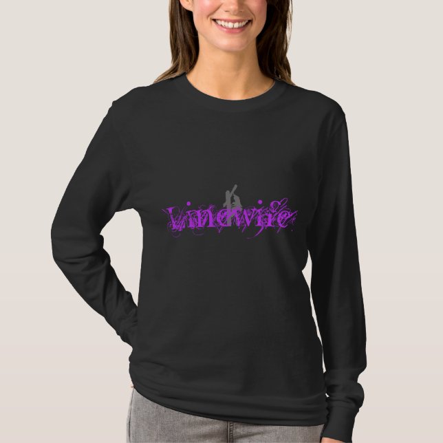 T-shirt Linewife longtemps Douille-Noir et pourpre (Devant)