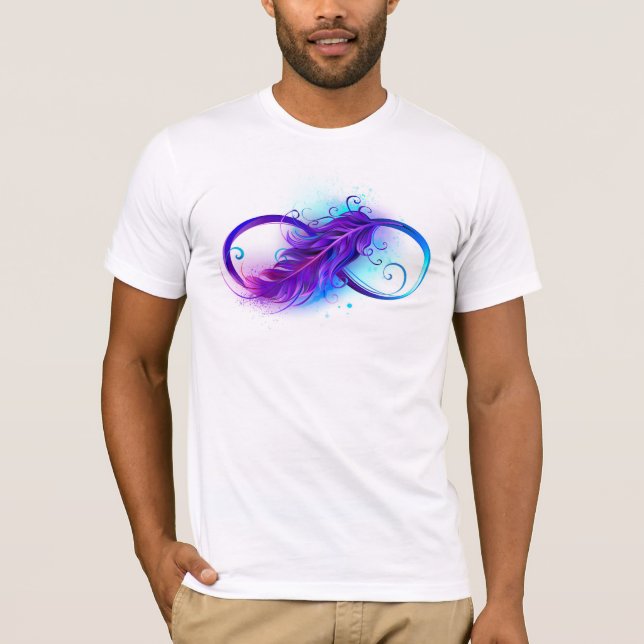 T-shirt L'infini avec plume violette (Devant)