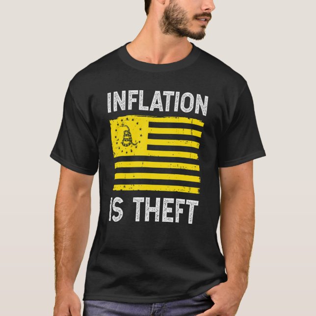 T-shirt L'inflation est le drapeau de Gadsden de vol (Devant)