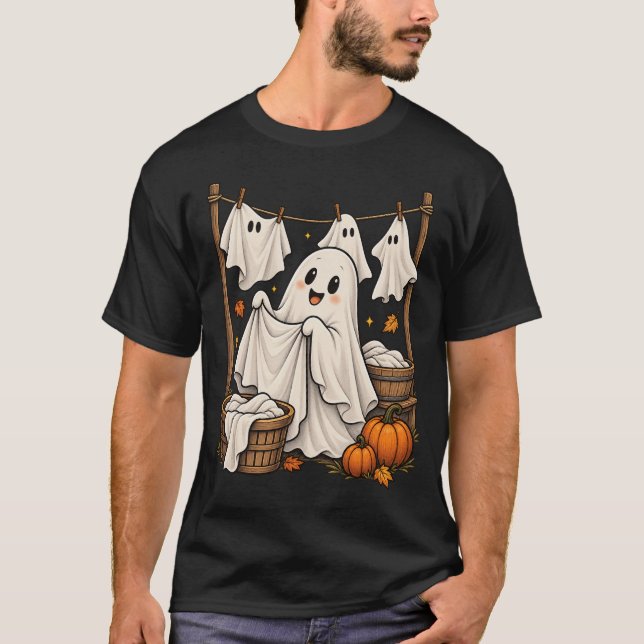 T-shirt Linge Fantôme Mignon Halloween (Devant)