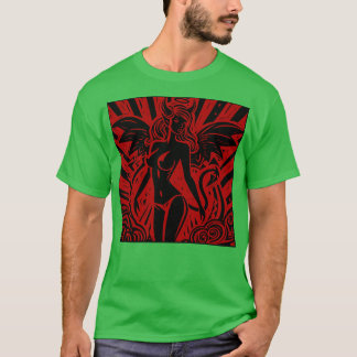 T-shirt Lino Cut Devil Girl 2