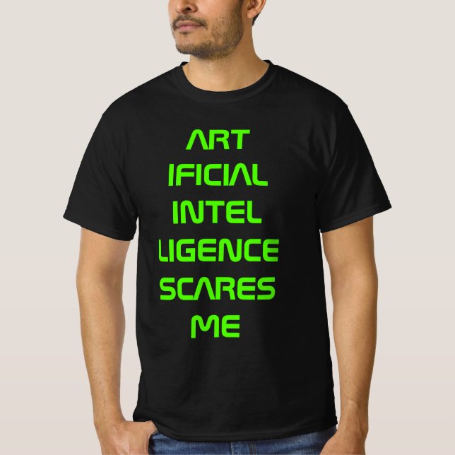 T-shirt L'intelligence artificielle me fait peur, vert néo (Devant)