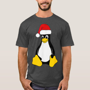 T-shirt Linu Mascot Tu le Penguin Santa Hat Geek Nerd