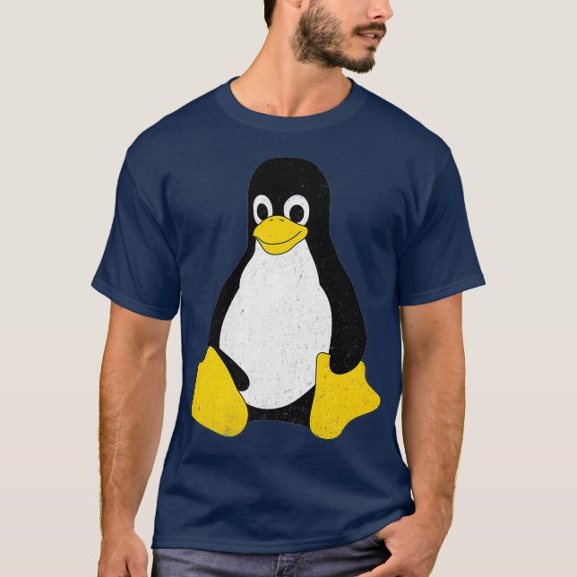 T-shirt Linu Mascot Tu the Penguin Nerd Geek IT Personne (Devant)