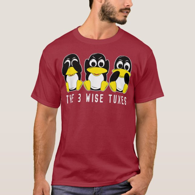 T-shirt Linu Penguin 3 Wise Tues pour les programmeurs et (Devant)
