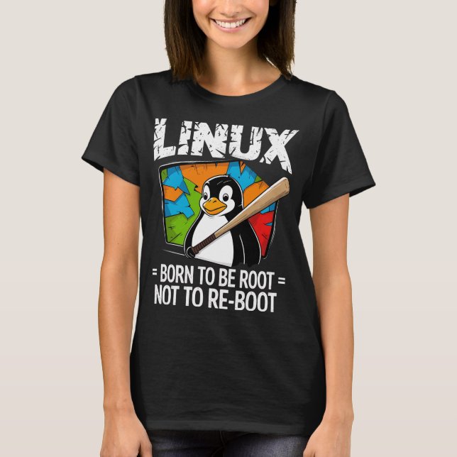T-shirt Linux - Né pour être Root (Devant)