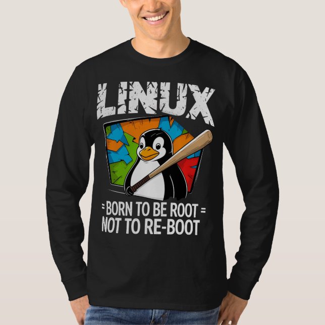 T-shirt Linux - Né pour être Root (Devant)