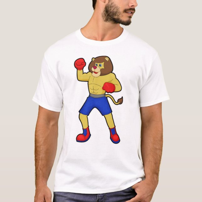 T-shirt Lion à la boxe avec gants de boxe (Devant)