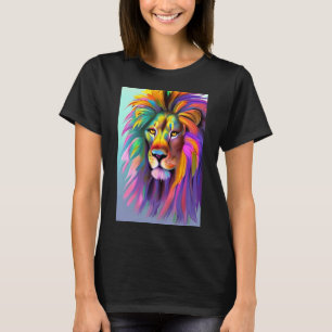 T-shirt Lion Abstrait Face Mystical Imaginaire Art