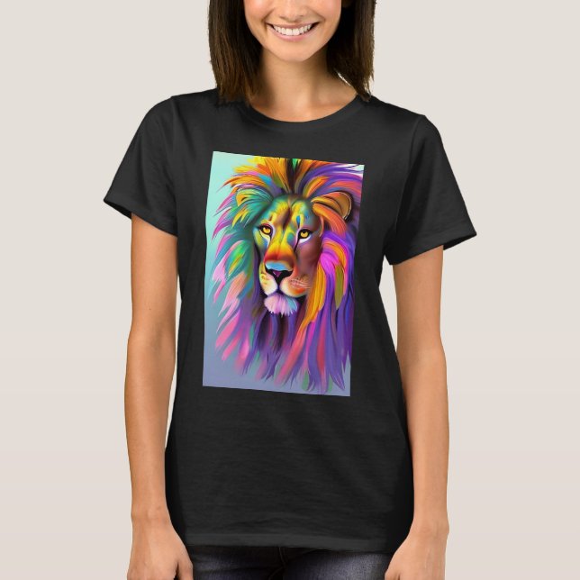 T-shirt Lion Abstrait Face Mystical Imaginaire Art (Devant)
