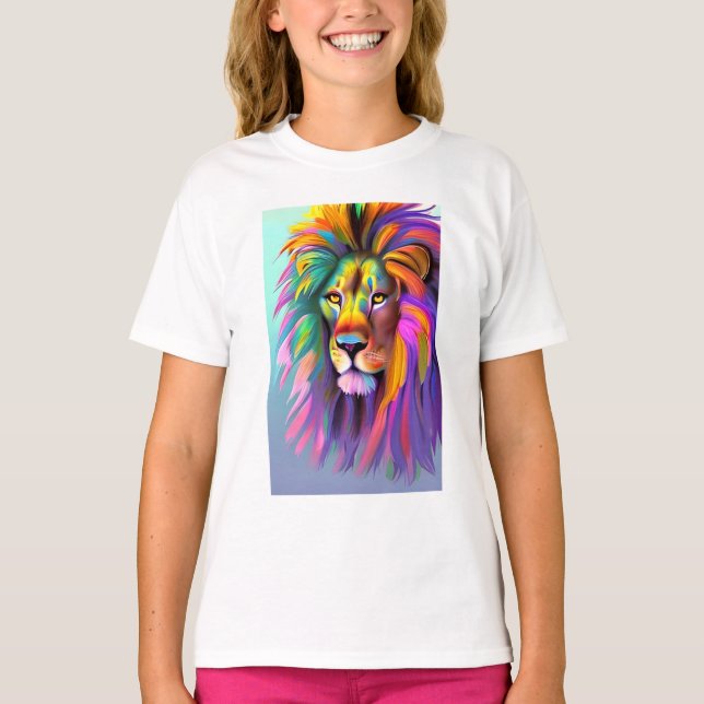 T-shirt Lion Abstrait Face Mystical Imaginaire Art (Devant)
