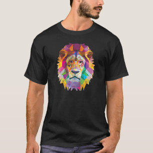 T-shirt Lion Abstrait Polygone Géométrique Cool Animal Sau
