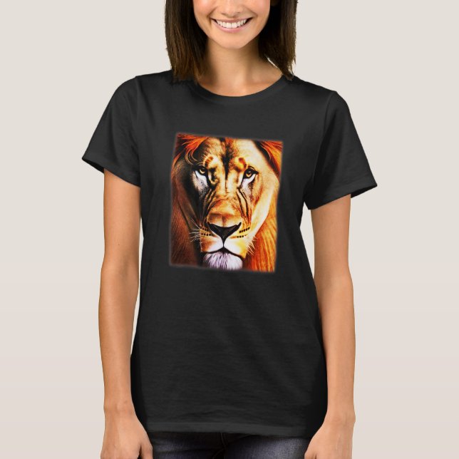 T-shirt Lion Africa predator print head imprint with wild  (Devant)
