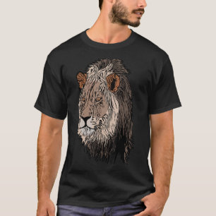 T-shirt Lion Afrique prédateur empreinte tête avec sauvage