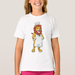 T-shirt Lion as Cook with Chef Cooking apron
