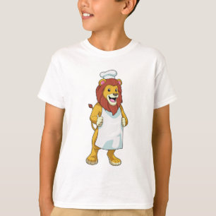 T-shirt Lion as Cook with Chef Cooking apron
