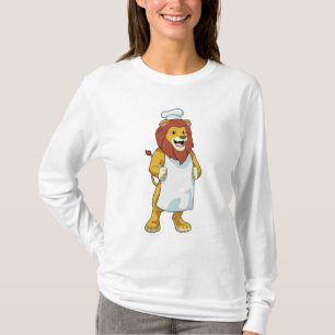 T-shirt Lion as Cook with Chef Cooking apron