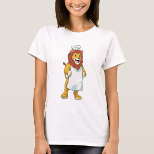 T-shirt Lion as Cook with Chef Cooking apron