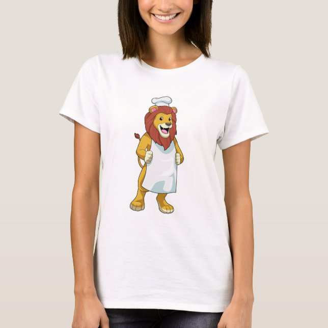 T-shirt Lion as Cook with Chef Cooking apron (Devant)