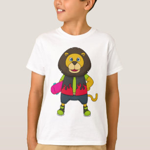 T-shirt Lion as skater with skateboard