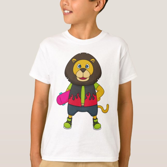 T-shirt Lion as skater with skateboard (Devant)