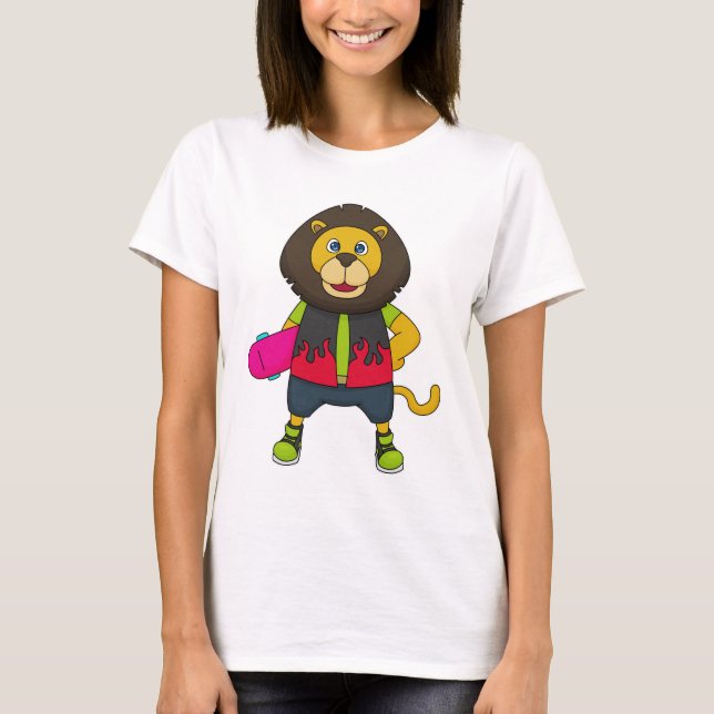 T-shirt Lion as skater with skateboard (Devant)