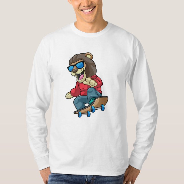 T-shirt Lion as skater with skateboard (Devant)