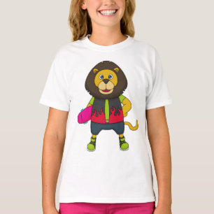 T-shirt Lion as skater with skateboard