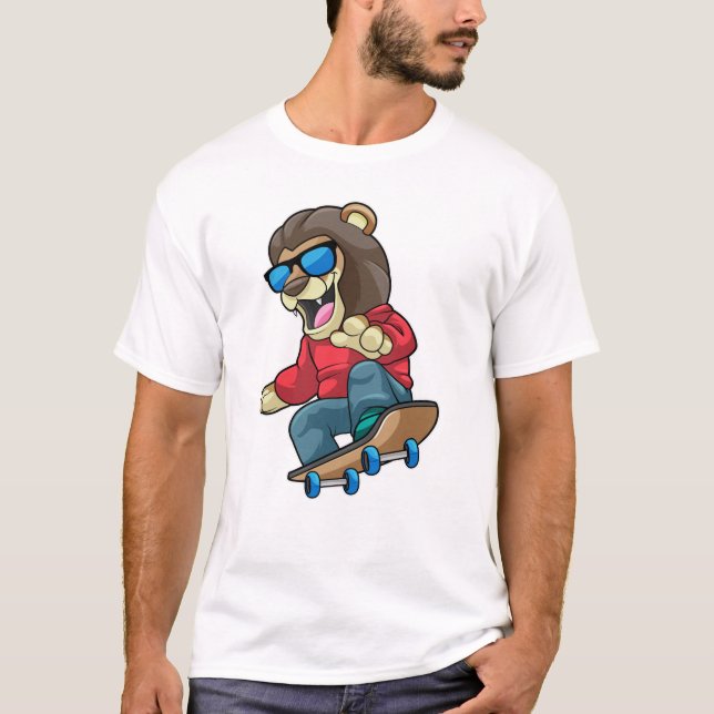 T-shirt Lion as skater with skateboard (Devant)