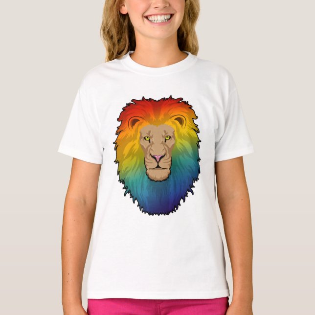 T-shirt Lion aux couleurs arc-en-ciel (Devant)