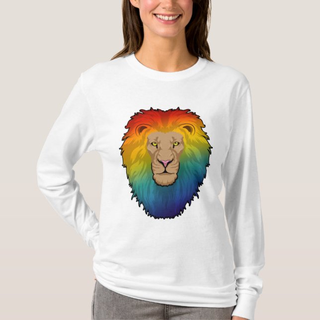 T-shirt Lion aux couleurs arc-en-ciel (Devant)