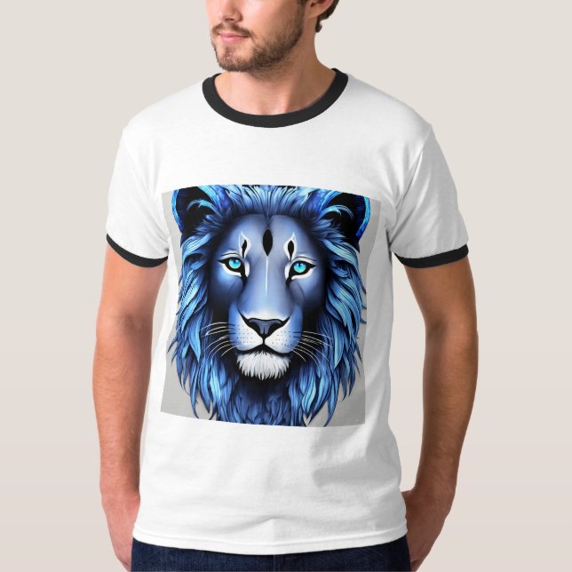 T-shirt Lion aux yeux bleus (Devant)