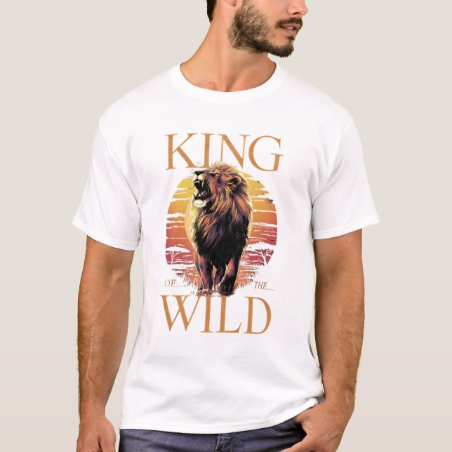 T-shirt Lion avec des mots : Roi du Far (b) (Devant)