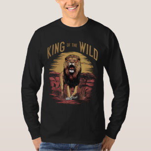 T-shirt Lion avec des mots : Roi du Sauvage