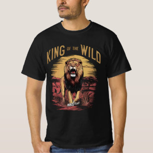 T-shirt Lion avec des mots : Roi du Sauvage