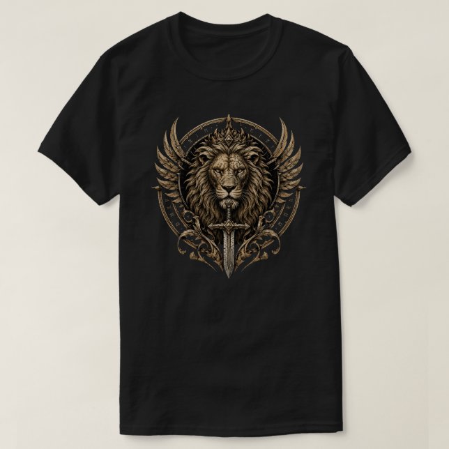 T-shirt Lion avec Épée (Design devant)