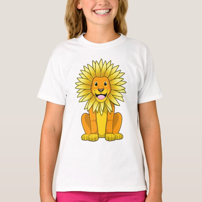 T-shirt Lion avec Fleur de tournesol (Devant)