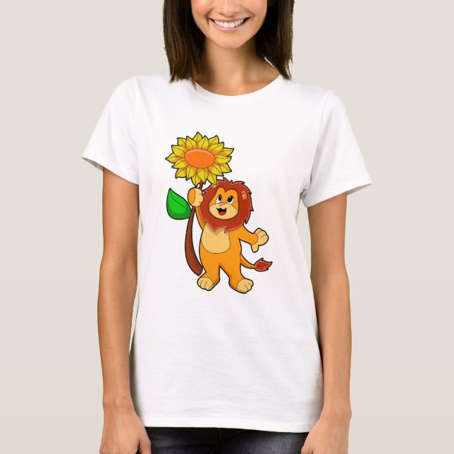 T-shirt Lion avec fleur tournesol (Devant)