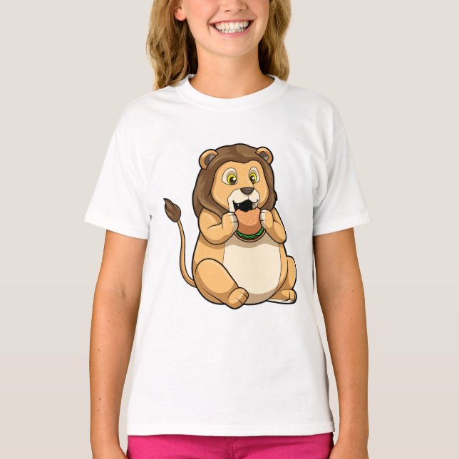 T-shirt Lion avec hamburger (Devant)