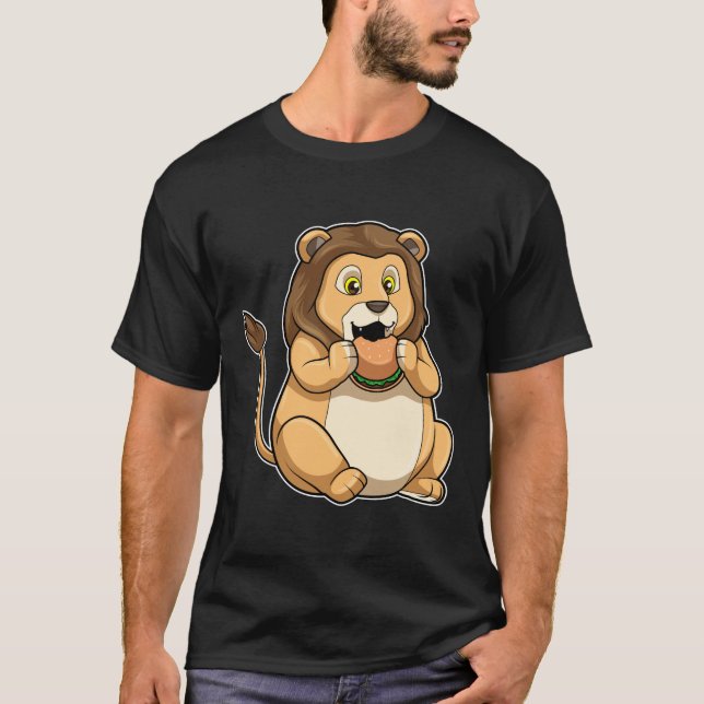 T-shirt Lion avec hamburger (Devant)