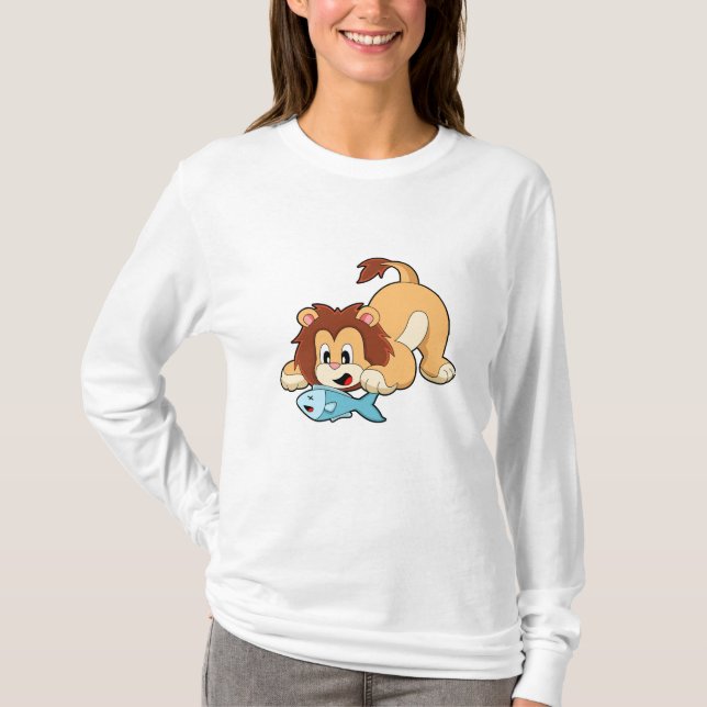 T-shirt Lion avec poisson (Devant)