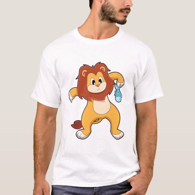 T-shirt Lion avec poisson (Devant)