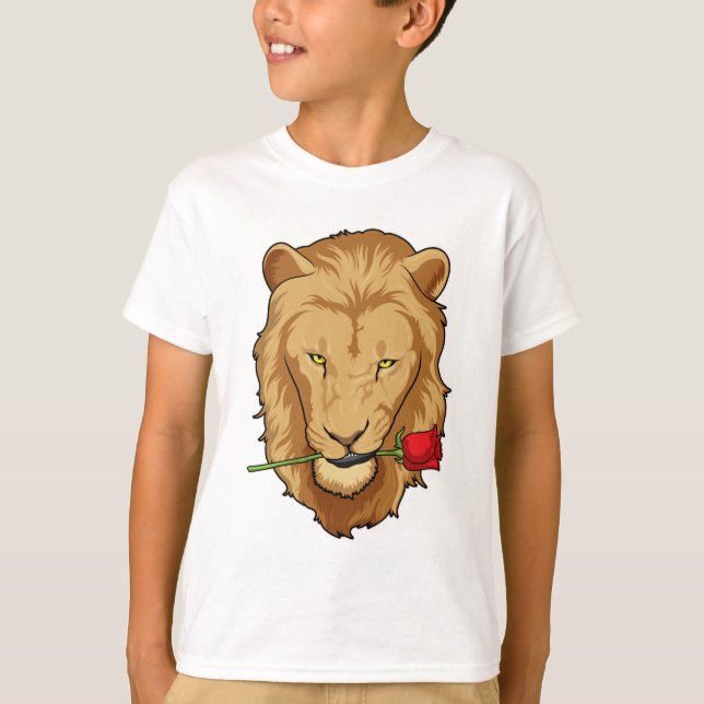 T-shirt Lion avec Rose (Devant)