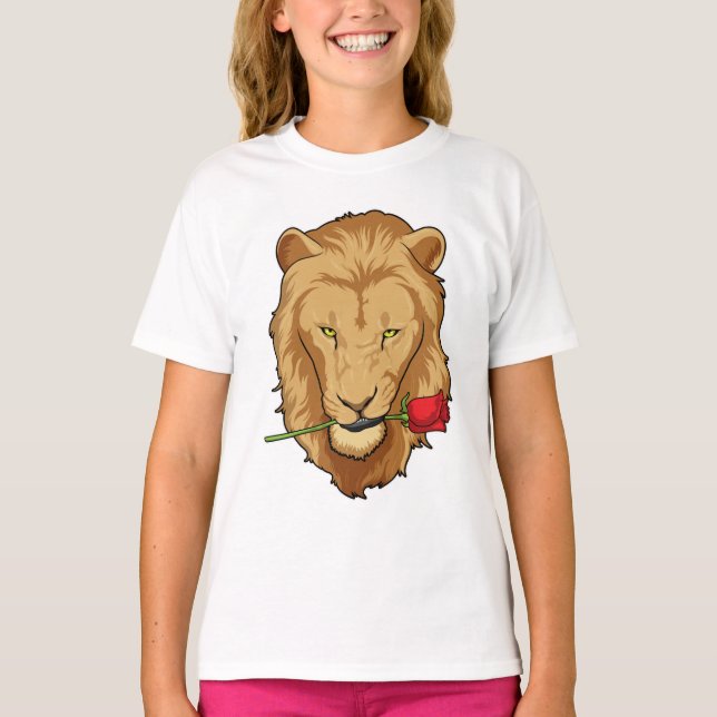 T-shirt Lion avec Rose (Devant)