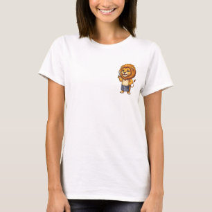 T-shirt Lion barber de dessin animé heureux tenant des cis